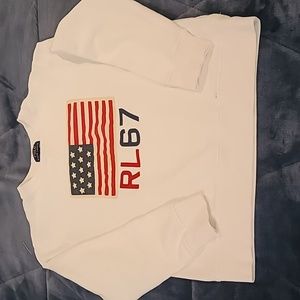 POLO Ralph Lauren sweatshirt,  boys L (14-16), flag on front, nearly new